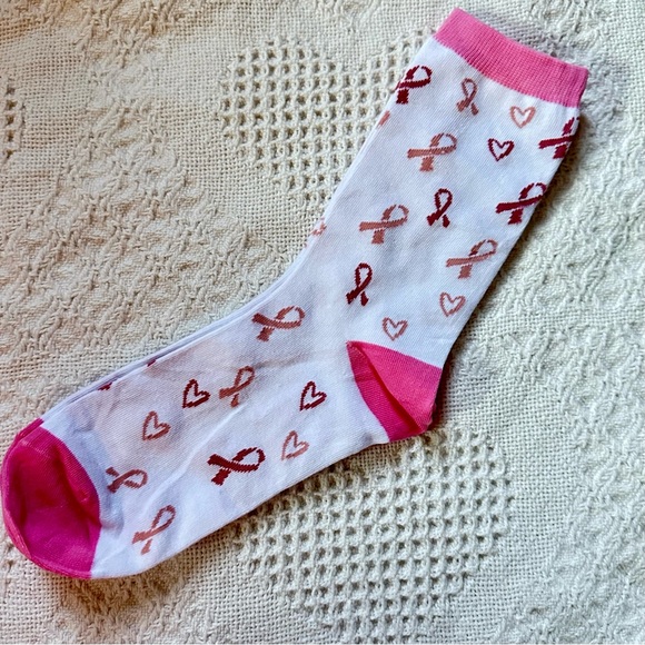 Breast Cancer Support Awareness Socks NWOT - Picture 3 of 3